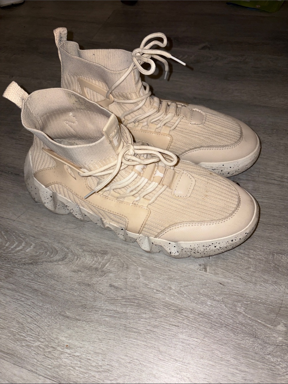 Pony Men's Cream Knit High-Top Sneakers